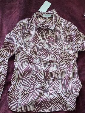 The Noli Shop Paulina Silk Blouse Burgundy Zebra